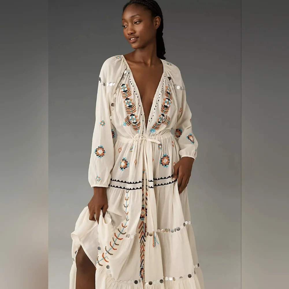 NWT Anthropologie Boho Embellished Kaftan - Picture 1 of 8